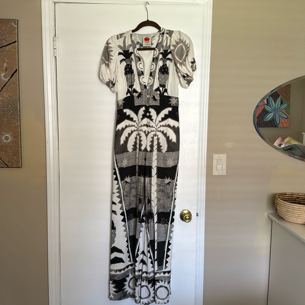 Anthropology, black white jumpsuit.